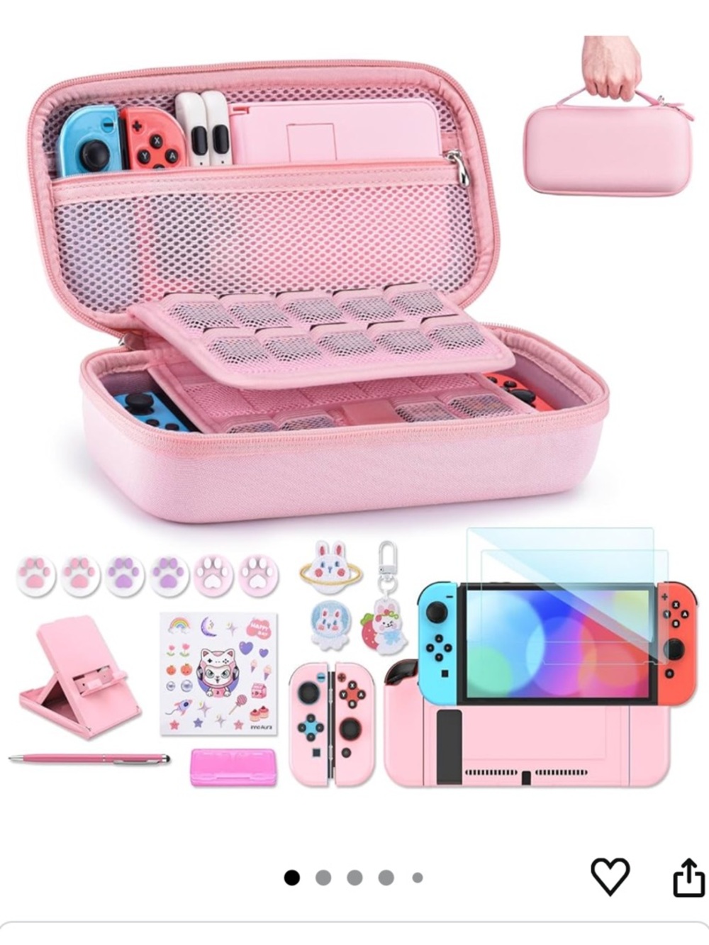 Nintendo SWITCH 19-1 Bundle with Carrying Case -PINK